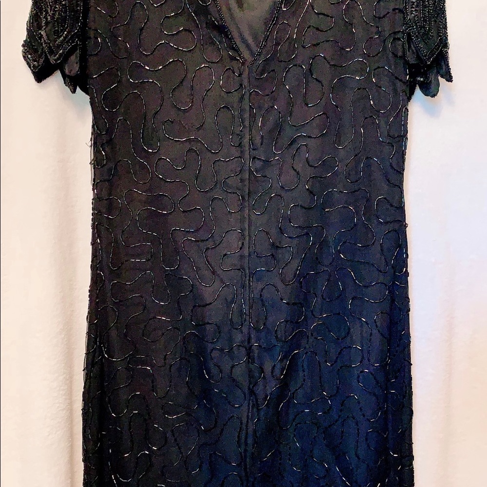 Silk Black Dress with Sequins